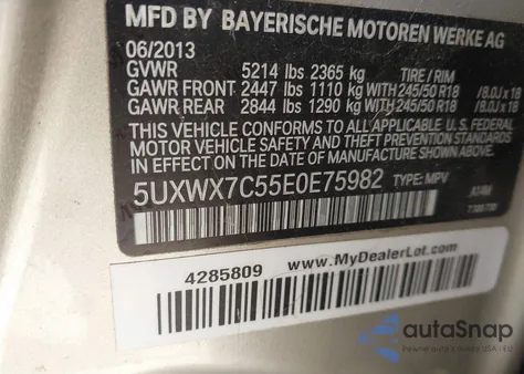 2014 BMW X3 xDrive35I z USA, uszkodzony, nr VIN 5UXWX7C55E0E75982